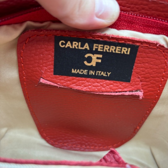Red Carla Ferreri Rosso Handbag Cross Body Purse Made in Italy - Picture 4 of 13